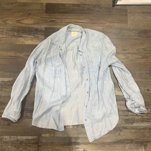 Denim long sleeve snap button shirt
